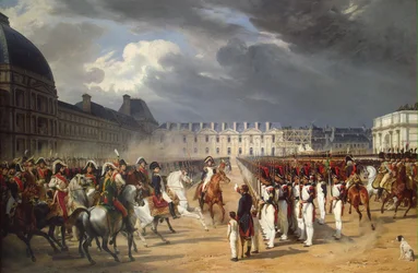 Entrega inválida de uma petição a Napoleão no desfile na corte do Palácio das Tulherias