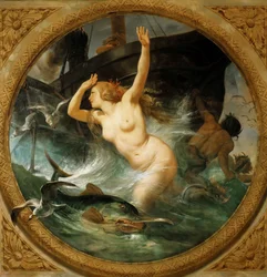 Vapor pondo em fuga os deuses do mar Pintura do teto, Salle des Pas perdus, 1839-1847.