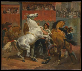 A partida da corrida dos cavalos sem cavaleiro