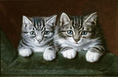 Dois gatinhos malhados (óleo sobre tela)