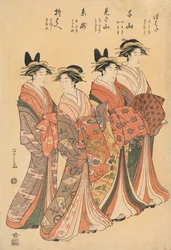Quatro cortesãs por Hosoda Eishi