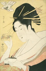 Conchas combinando Kai-awase, “Kisen Hoshi”, da série Modern Parodies of the ..., ca. 1796-98.