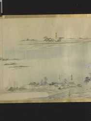 Três Deuses da Boa Fortuna Numa Saída de Prazer (tinta e cores claras sobre papel)