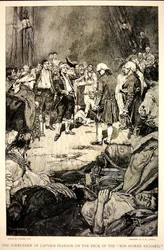 A rendição do Capitão Pearson a John Paul Jones no convés do Bonhomme Richard em 1779 (litho)