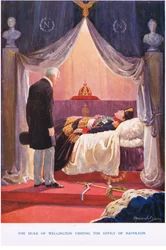 O Duque de Wellington visitando a efígie de Napoleão, ilustração de "Madame Tussauds" (cor litho)