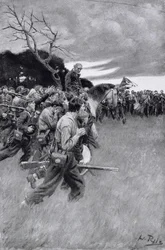"Seu exército se separou e o seguiu, chorando e soluçando", ilustração do "General Lee como eu o conheci" por ARH Ranson, pub. na revista Harper&39;s, 1911