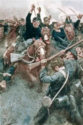 A brigada de Jackson que está como uma parede de pedra antes da investida federal em Bull Run, ilustração dos "não-combatentes" por Robert W. Câmaras, bar. na revista Harper&39;s, 1904