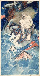 The Fishing of Thor and Hymir, de "North Folk Legends of the Sea" de Howard Pyle, publicado na Harper