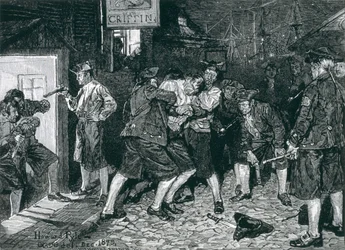 The Press Gang, em Nova York, da Harper&39;s Magazine, 1882
