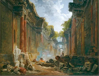 Vue imaginaire de la Grande Galerie en ruine - Vista imaginária da Grande Galeria em ruínas ...