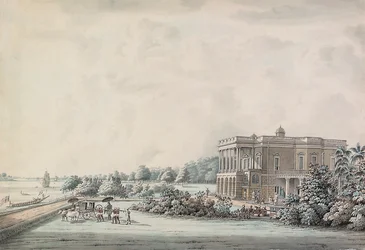 Casa do jardim de Lady Teignmouth nas margens do Hooghly, Calcutá, após 1797