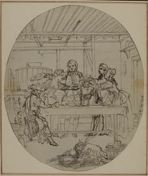 Estudo para uma segunda edição, nunca publicada, da obra de Colle "La Partie de Chasse de Henri IV", Ato III, Cena 10
