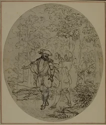 Estudo para uma segunda edição, nunca publicada, da peça de Colle "La Partie de Chasse de Henri IV", Ato II, Cena 11
