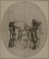 Estudo para uma segunda edição, nunca publicada, da obra de Colle "La Partie de Chasse de Henri IV", Ato III, Cena 11