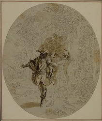 Estudo para uma segunda edição, nunca publicada, da peça de Colle "La Partie de Chasse de Henri IV", Ato II, Cena 11