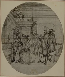 Estudo para uma segunda edição, nunca publicada, da obra de Colle "La Partie de Chasse de Henri IV", Ato III, Cena 11
