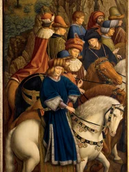Detalhe dos Juízes Justos, painel inferior esquerdo do Altar de Gand