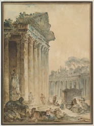 Capricho com um templo antigo