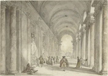 Colunata do Casino da Villa Albani, em Roma Vista na colunata em frente ao cassino da Villa Albani em Roma