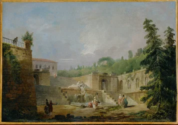 Fonte num terraço (pintura sobre tela)