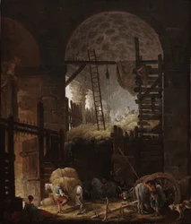 Interior da Villa Giulia com ceifeiros de feno