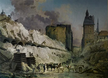 A demolição das casas da Pont au Change, Paris (pintura sobre tela)