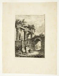 A estátua diante das ruínas, prato três de Les Soirées de Rome