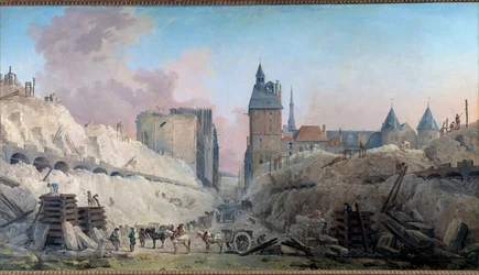 A demolição das casas da Pont au Change em 1788 Pintura de Hubert Robert (1733-1808) 1788 Sol. 0,86x1,59 m Paris, Musee Carnavalet