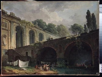 "Vista de Villa Madama (Madame) em Roma" Pintura de Hubert Robert (1733-1808) 1767 aproximadamente Museu Hermitage São Petersburgo