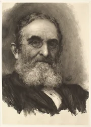 Retrato de um homem barbudo com óculos