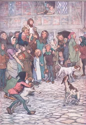 Por que seus cães latem assim Seja lá eu carrego a cidade , ilustração de The Merry Wives of Windsor, 1910