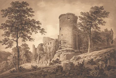 Ruínas do Castelo (caneta e tinta com lavagem no papel)