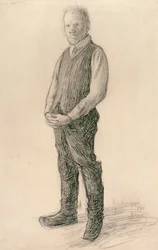 Um agricultor de pé