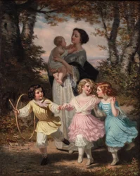Mãe e filhos, c.1840-80 (óleo sobre tela)