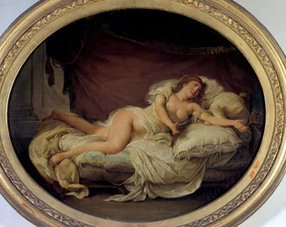 Woman Couchee Painting by Hugues Traval (1728-1785) 1779 Sun. 0,36 x 0,44 m Museu de Belas Artes de Torres