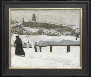 Freiburg na neve, c.1920 (óleo em canvsd)