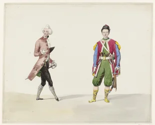 Dois homens em trajes históricos, 1841 Seis aquarelas de trajes históricos para o baile à fantasia em 1841 (título da série)