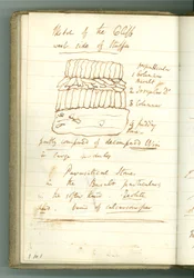 &39;Esboço do lado oeste de Cliff de Staffa&39;, página do caderno pessoal de Sir Humphry Davy (tinta no papel)