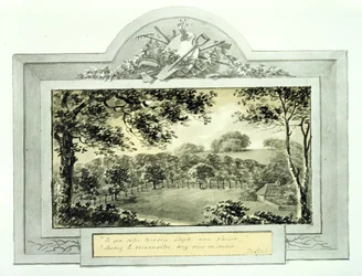"Depois" da vista do terreno, do Livro Vermelho de Antony House, c.1812 (tinta sobre papel) (ver 170692 para ver "antes")