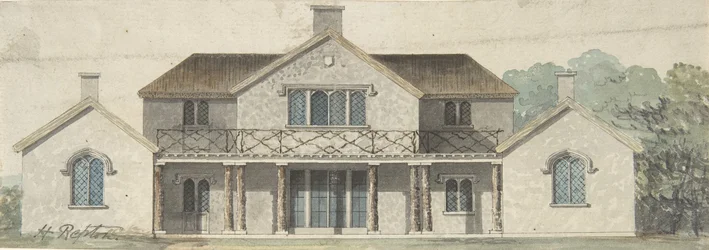 Projeto para um Cottage Ornée no estilo Tudoresco, final do século XVIII e início do século XIX.