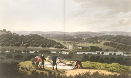 Visão geral de Longleat da Prospect Hill, de "Fragmentos sobre a teoria e prática da jardinagem paisagem", pub. 1816
