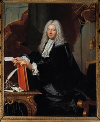 Retrato de Philibert Orry (1689-1747) Financial Controller Painting in the workshop of Hyacinthe Rigaud (1659-1743) Século XVIII. Dim. 1,46 x 1,12 m. Versailles, Musee du Chateau - Retrato de Philibert Orry (1689-1747), Controlador Financeiro Geral (ou Min