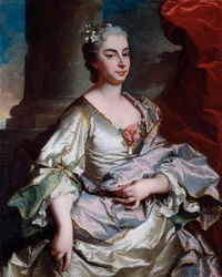 Retrato de Battina Raggi, Marquesa de Brignole Sale (falecido em 1747) Pintura de Hyacinthe Rigaud (1659-1743) 1737-1739 Dim 101x80 cm Genes, Musei di Strada Nuova (ex Palazzo Rosso)
