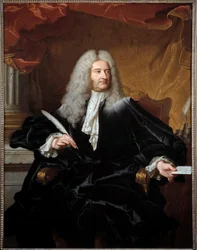 Retrato de Louis Germain de Chauvelin (1685-1762), Marquês de Grosbois, Secretário de Estado dos Negócios Estrangeiros e Guarda de Selos Pintura de Hyacinthe Rigaud (1659-1743) 1727 Sol. 1,11x1,46 m Toulouse musee des Augustins - Retrato de Louis Germain d