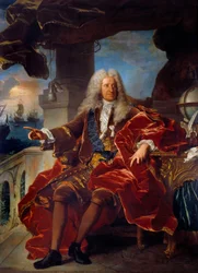 Retrato do banqueiro Samuel Bernard (1651-1739) Pintura de Hyacinthe Rigaud (1659-1743) Sol do século XVIII. 2,65 x 1,66 m