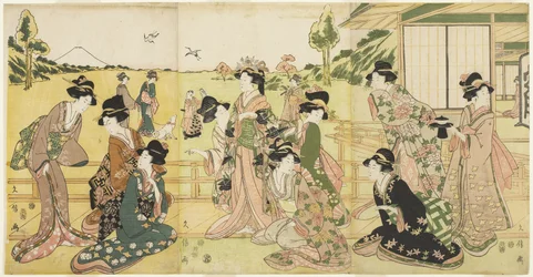 Festa de Hawking, 1807 (impressão do woodblock da cor)