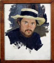 Auto-retrato (Auto-retrato). Peinture de Yakov Yakovlevich Kalinichenko (1869-1938), huile sur toile
