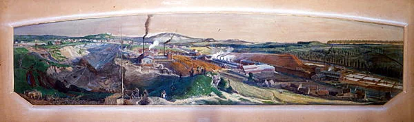 Paisagem industrial no campo de carvão Blanzy, Saone-et-Loire