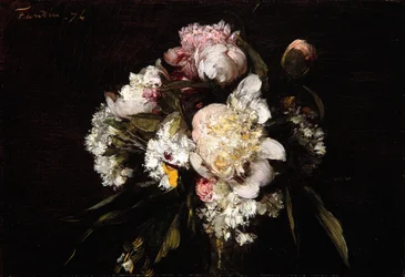 Peônias, cravos brancos e rosas, 1874