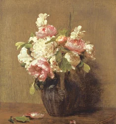 Peônias brancas e rosa, narcisos amarelos